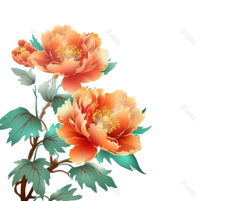 叶子图片,元素元素,红色的花PNG,牡丹免抠素材